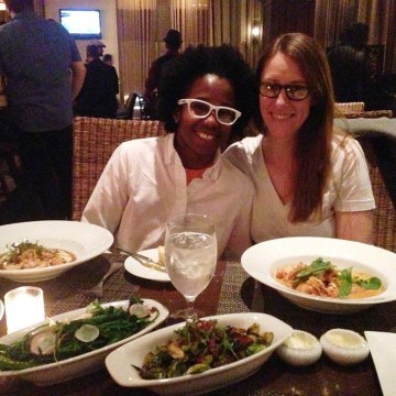 Laurel and Kiva celebrating Laurel's birthday at Pican in Oakland, CA